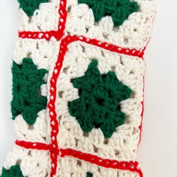 Handmade Vintage Knit Christmas Stocking Home Holiday Decor - Picture 3 of 9